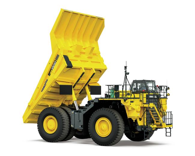 Komatsu HD1500 truck in white background