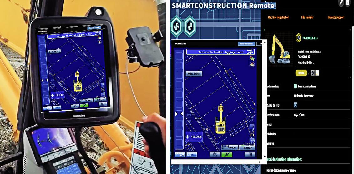 Komatsu excavator Smart Construction Remote screen