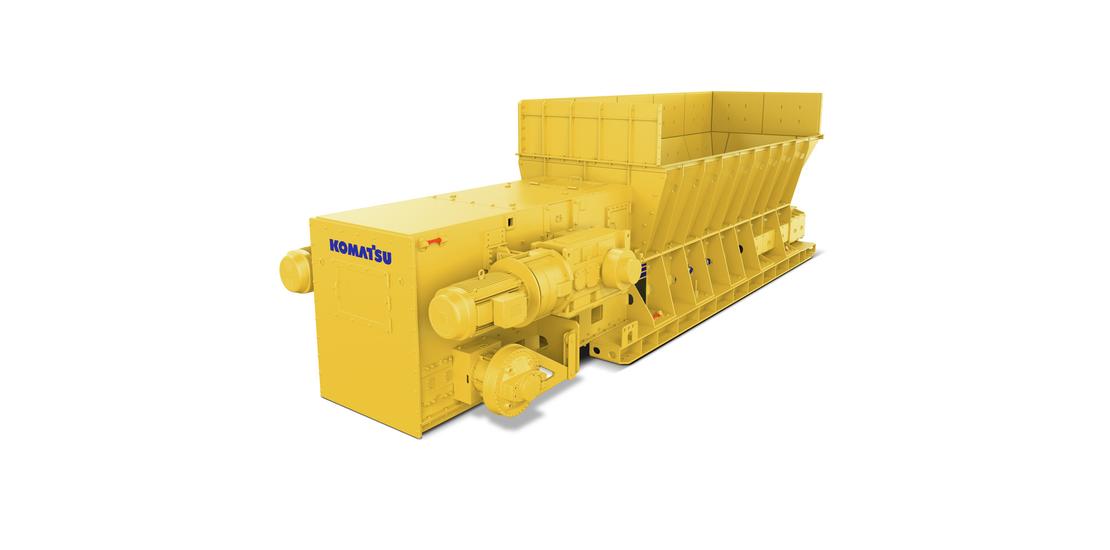 Komatsu SFB38 crushing surface feeder breaker in white background