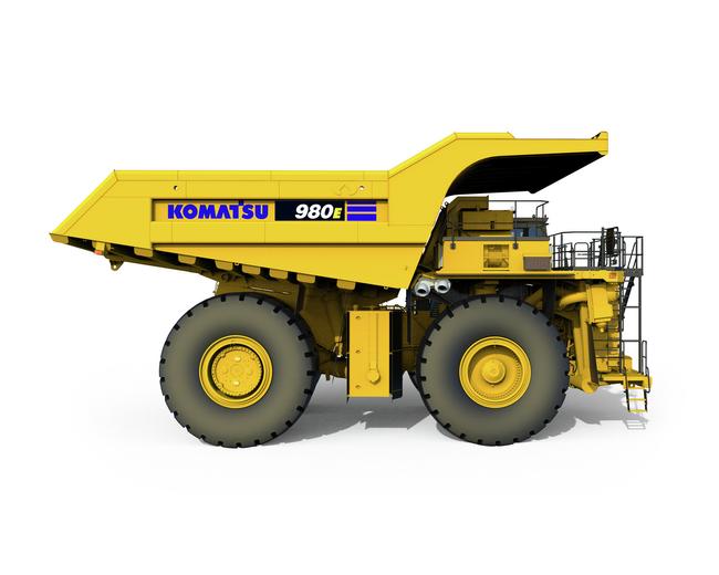 Komatsu 980E-5 electric truck in white background