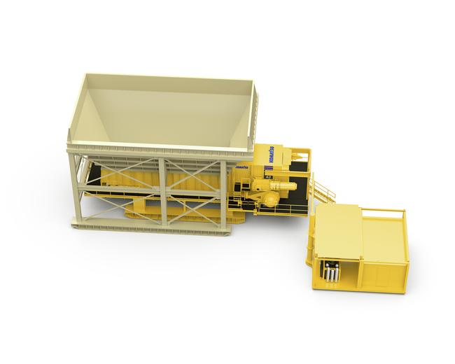 Komatsu SFB43 crushing surface feeder breaker in white background
