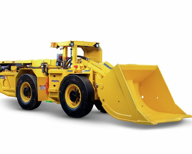Komatsu WX03 underground hard rock haulage LHD in white background