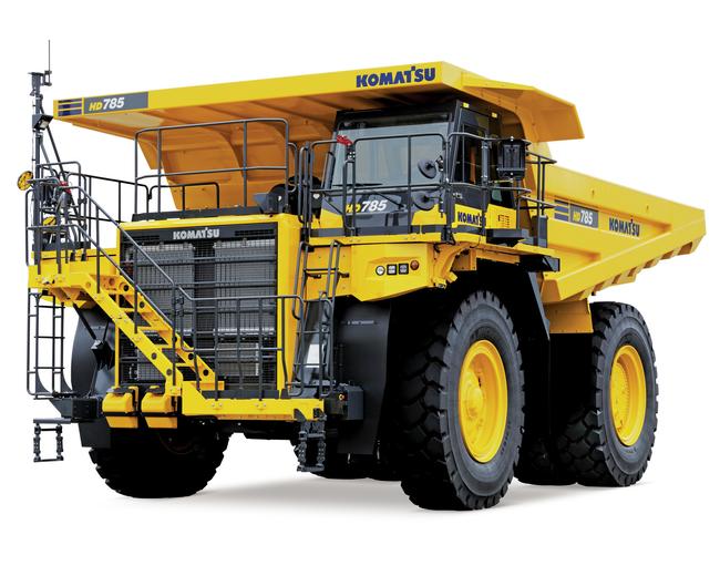 Komatsu HD785 truck in white background