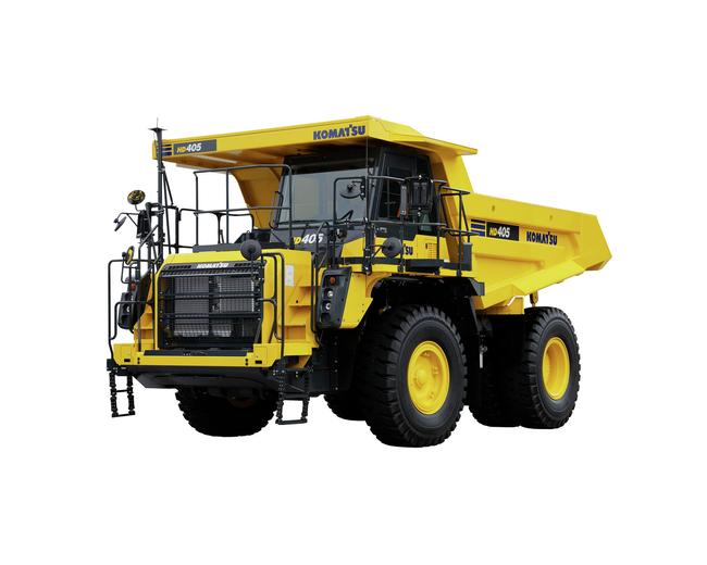 Komatsu HD405 truck in white background