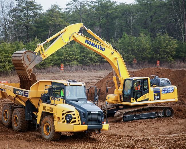 Komatsu HB365LC excavator in construction site