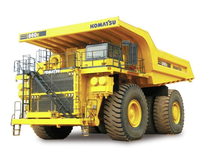 Komatsu 860E electric truck in white background