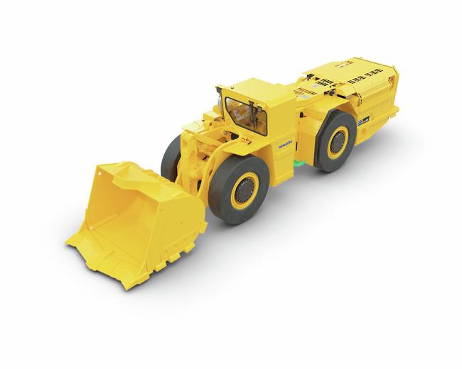 Komatsu WX04 underground hard rock haulage LHD in white background