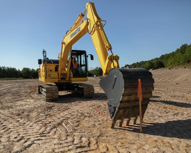 Komatsu PC130 excavator in construction site