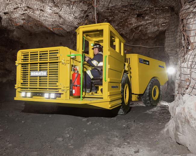 Komatsu HX07 underground mining trucks in mining site