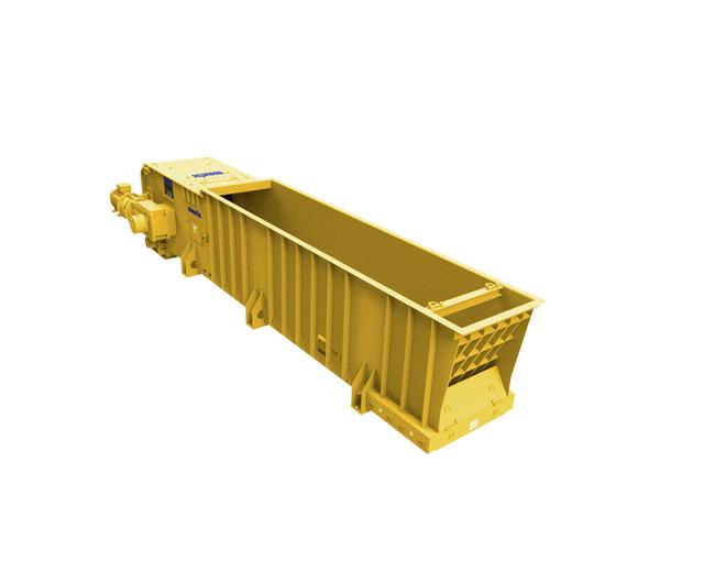 Komatsu SFB-29 crushing surface feeder breaker in white background