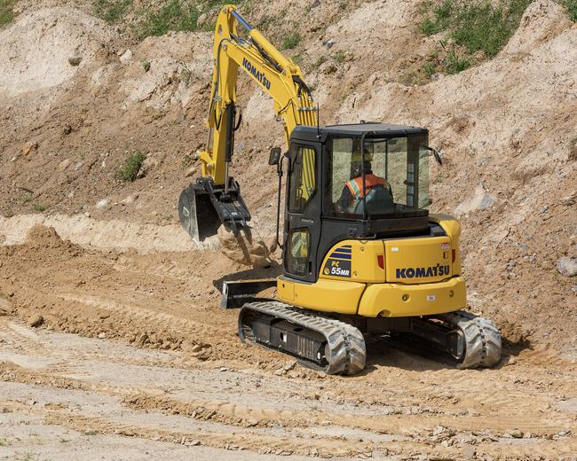 Komatsu PC55 excavator on construction site
