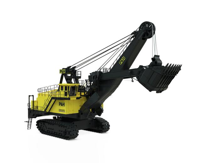 Komatsu 2300XPC  electric rope shovel in white background