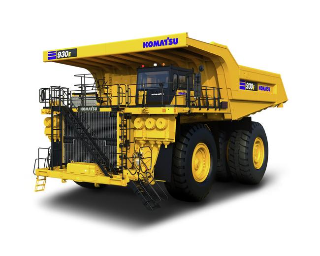 Komatsu 930E-5SE electric truck in white background