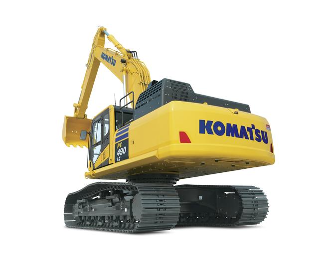 Komatsu PC490LC 11 excavator in white background