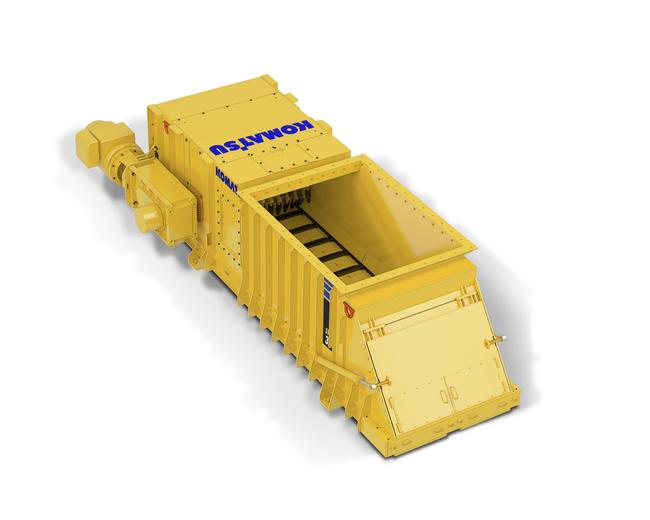 Komatsu SFB32 crushing surface feeder breaker in white background