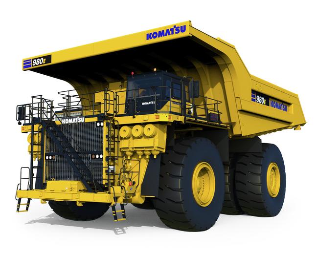 Komatsu 980E-5 electric truck in white background