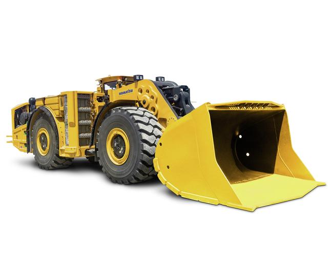 Komatsu WX18 underground hard rock haulage hybrid LHD in white background