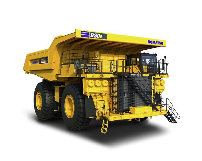 Komatsu 930E-5SE electric truck in white background