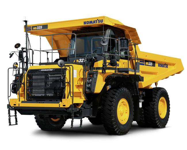 Komatsu HD325 truck in white background