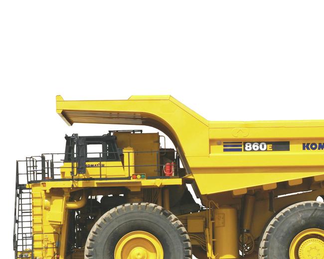Komatsu 860E electric truck in white background