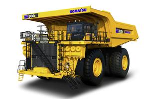 Komatsu 930E-5SE electric truck in white background