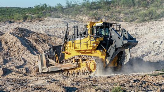 Komatsu D375A-8 dozer moving dirt