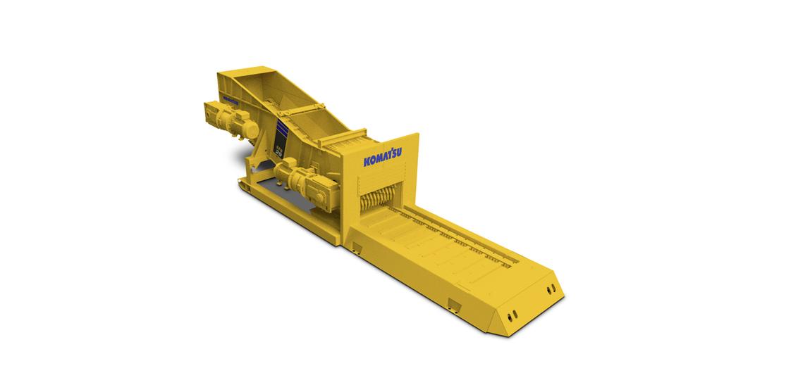Komatsu SFB-29 crushing surface feeder breaker in white background