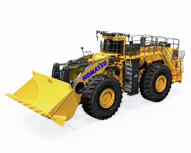 Komatsu WE1850-3 surface mining wheel loaders in white background