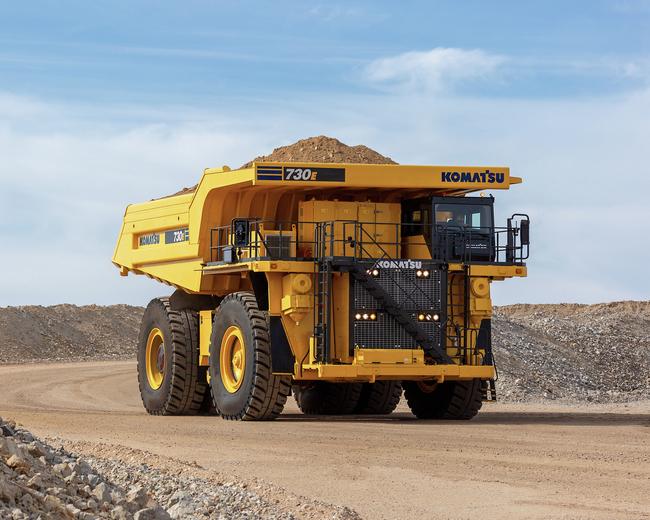 Komatsu 730E electric truck in mining site 