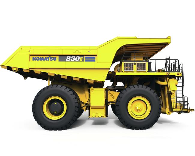 Komatsu 830E electric truck in white background