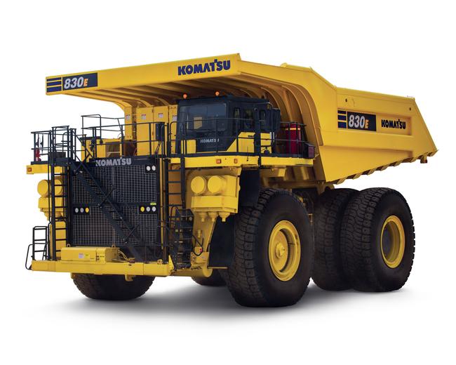 Komatsu 830E electric truck in white background